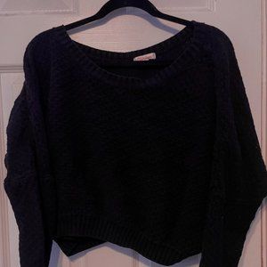 Black Cropped Chunky Knit Sweater